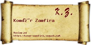 Komár Zamfira névjegykártya